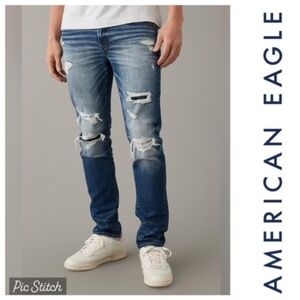 AE AIRFLEX + PATCHED FLEX SLIM JEAN